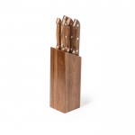 5 Messer mit Griff aus Akazienholz Farbe Holzton vierte Ansicht