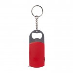 Schlüsselanhänger mit Flaschenöffner, LED-Licht und Maßband farbe rot dritte Ansicht