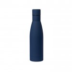 Stahlflasche mit gummiertem Griff als Werbegeschenk Farbe Marineblau erste Ansicht