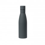 Stahlflasche mit gummiertem Griff als Werbegeschenk Farbe Grau erste Ansicht