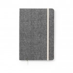 Notizbuch aus recycelter Baumwolle mit Gummiband Farbe Schwarz erste Ansicht