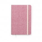 Notizbuch aus recycelter Baumwolle mit Gummiband Farbe Rot erste Ansicht
