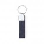 Schlüsselanhänger aus RPET-Polyester und verchromtes Zubehör Farbe Marineblau erste Ansicht