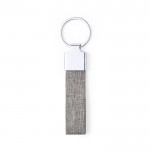 Schlüsselanhänger aus RPET-Polyester und verchromtes Zubehör Farbe Grau erste Ansicht