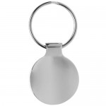 Klassischer runder Schlüsselanhänger aus Metall Farbe silber Rückansicht