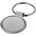 Klassischer runder Schlüsselanhänger aus Metall Farbe silber zweite Ansicht