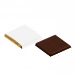 Quadratische Schokoladentäfelchen in goldener Verpackung 5g farbe weiß zweite Ansicht
