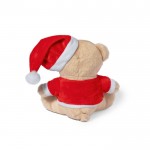 Teddybär mit Weihnachtsmütze und Hemd bedrucken farbe braun dritte Ansicht