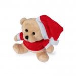 Teddybär mit Weihnachtsmütze und Hemd bedrucken farbe braun vierte Ansicht