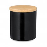 Vanille-Duftkerze im Metallgefäß mit Bambusdeckel farbe schwarz erste Ansicht