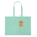 Tasche aus recycelter Baumwolle mit langen Henkeln, 220 g/m2 farbe grün erste Ansicht