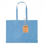 Tasche aus recycelter Baumwolle mit langen Henkeln, 220 g/m2 farbe blau erste Ansicht