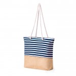 Gestreifte Strandtasche aus Baumwolle mit Jute, 450 g/m2 zweite Ansicht