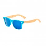 Bunte Sonnenbrille mit Bambusbügeln und UV400-Schutz farbe hellblau erste Ansicht