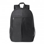 Laptop-Rucksack aus RPET mit seitlichen Netztaschen, 15'' farbe schwarz erste Ansicht