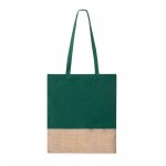 Farbige Taschen aus 100 % Baumwolle mit Juteboden, 120 g/m2 farbe grün erste Ansicht