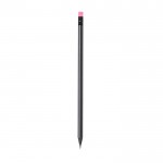 Schwarzer Bleistift mit schwarzer Mine und Radiergummis farbe rosa erste Ansicht