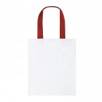 Weiße Canvas-Tasche mit mehrfarbigen Griffen, 230 g/m2 farbe rot erste Ansicht