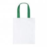 Weiße Canvas-Tasche mit mehrfarbigen Griffen, 230 g/m2 farbe grün erste Ansicht