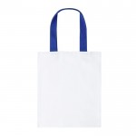 Weiße Canvas-Tasche mit mehrfarbigen Griffen, 230 g/m2 farbe blau erste Ansicht