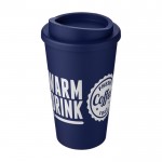 Kaffeebecher To Go aus Kunststoff Farbe dunkelblau Ansicht mit Logo