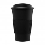 Kaffeebecher To Go aus Kunststoff mit Griff Farbe schwarz zweite Vorderansicht