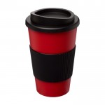 Kaffeebecher To Go aus Kunststoff mit Griff Farbe rot