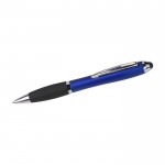 Rutschfester Kugelschreiber mit Touchpen Farbe Blau vierte Ansicht
