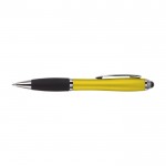 Rutschfester Kugelschreiber mit Touchpen Farbe Gelb zweite Ansicht
