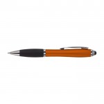 Rutschfester Kugelschreiber mit Touchpen Farbe Orange zweite Ansicht