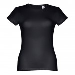 Damen-T-Shirts aus Baumwolle bedrucken Farbe schwarz