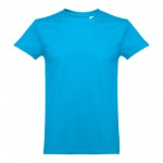 T-Shirts mit Logo, Baumwolle 190 g/m2 Farbe cyan-blau