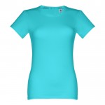 Taillierte Dame-T-Shirts mit Siebdruck Farbe türkis
