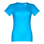 Taillierte Dame-T-Shirts mit Siebdruck Farbe cyan-blau