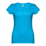 T-Shirts mit V-Ausschnitt für Damen Farbe cyan-blau
