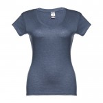 T-Shirts mit V-Ausschnitt für Damen Farbe blau mamoriert