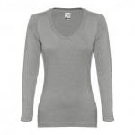 Damen-T-Shirts mit langen Ärmeln als Werbeartikel Farbe grau mamoriert