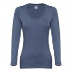 Damen-T-Shirts mit langen Ärmeln als Werbeartikel Farbe blau mamoriert
