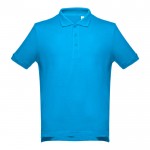 Polohemden mit aufgesticktem Logo Baumwolle 195 g/m2 Farbe cyan-blau