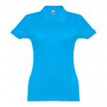Damen-Polohemden Baumwolle 195 g/m2 Farbe cyan-blau