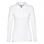 Langarmige Polo Shirts für Damen 210 g/m2 Farbe weiß