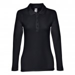 Langarmige Polo Shirts für Damen 210 g/m2 Farbe schwarz