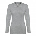Langarmige Polo Shirts für Damen 210 g/m2 Farbe grau
