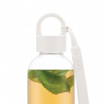 Tritanflasche mit Silikonhülle mit Logo bedruckt Farbe Weiß dritte Ansicht