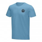 T-Shirts aus Bio-Baumwolle 150 g/m2 als Werbegeschenk Farbe blau Ansicht mit Siebdruck