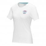 Kurzarm-T-Shirt aus Bio-Baumwolle für Damen Farbe weiß Ansicht mit Siebdruck