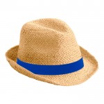 Rustikaler Hut aus Papierstoff blaues Band