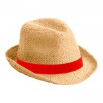 Rustikaler Hut aus Papierstoff rotes Band