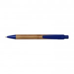 Kugelschreiber aus Bambus mit Farbdetails Farbe Blau erste Ansicht