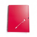 Notizbuch A4 mit Ringen und Kugelschreiber als Werbeartikel Farbe rot zweite Ansicht